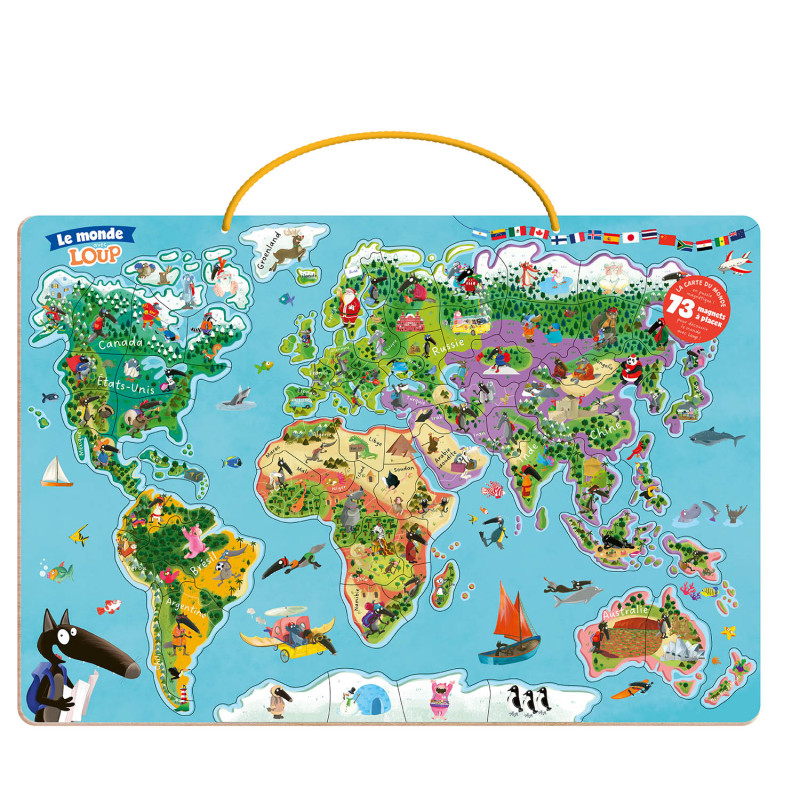 Puzzle magnétique carte du monde pour enfants, jouets d